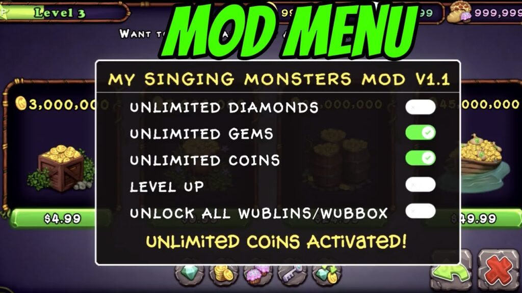 my singing monster unlimited money gems apk